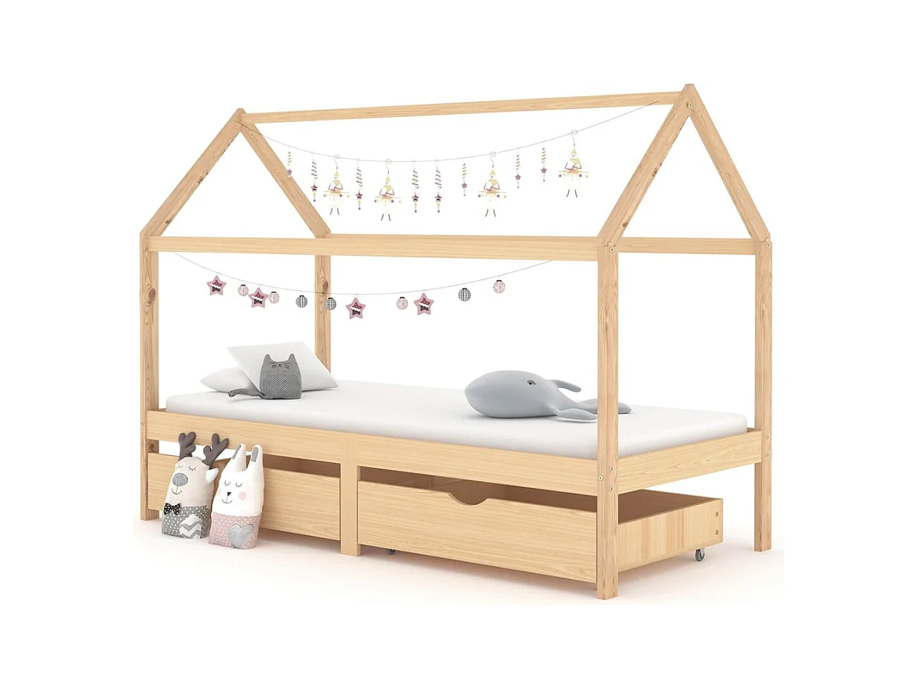 Cadre de lit d'enfant avec tiroirs Bois de pin massif 90x200 cm