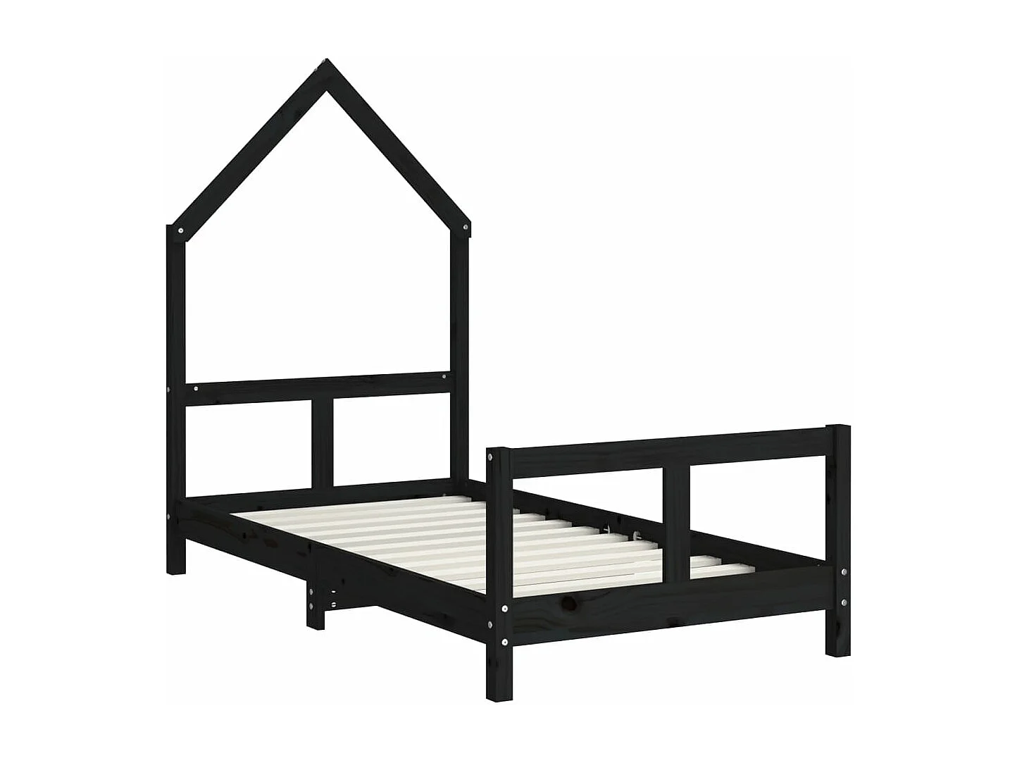 Estrutura de cama infantil preta 80x160 cm em madeira maciça de pinho