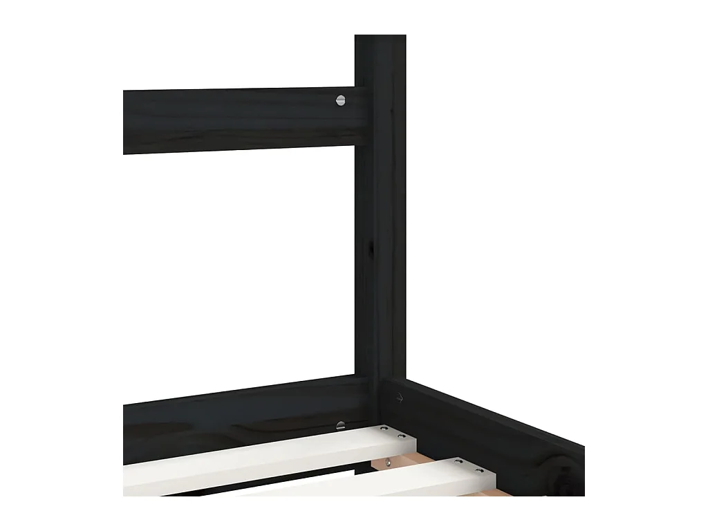 Cadre de lit pour enfant noir 80x160 cm bois de pin massif