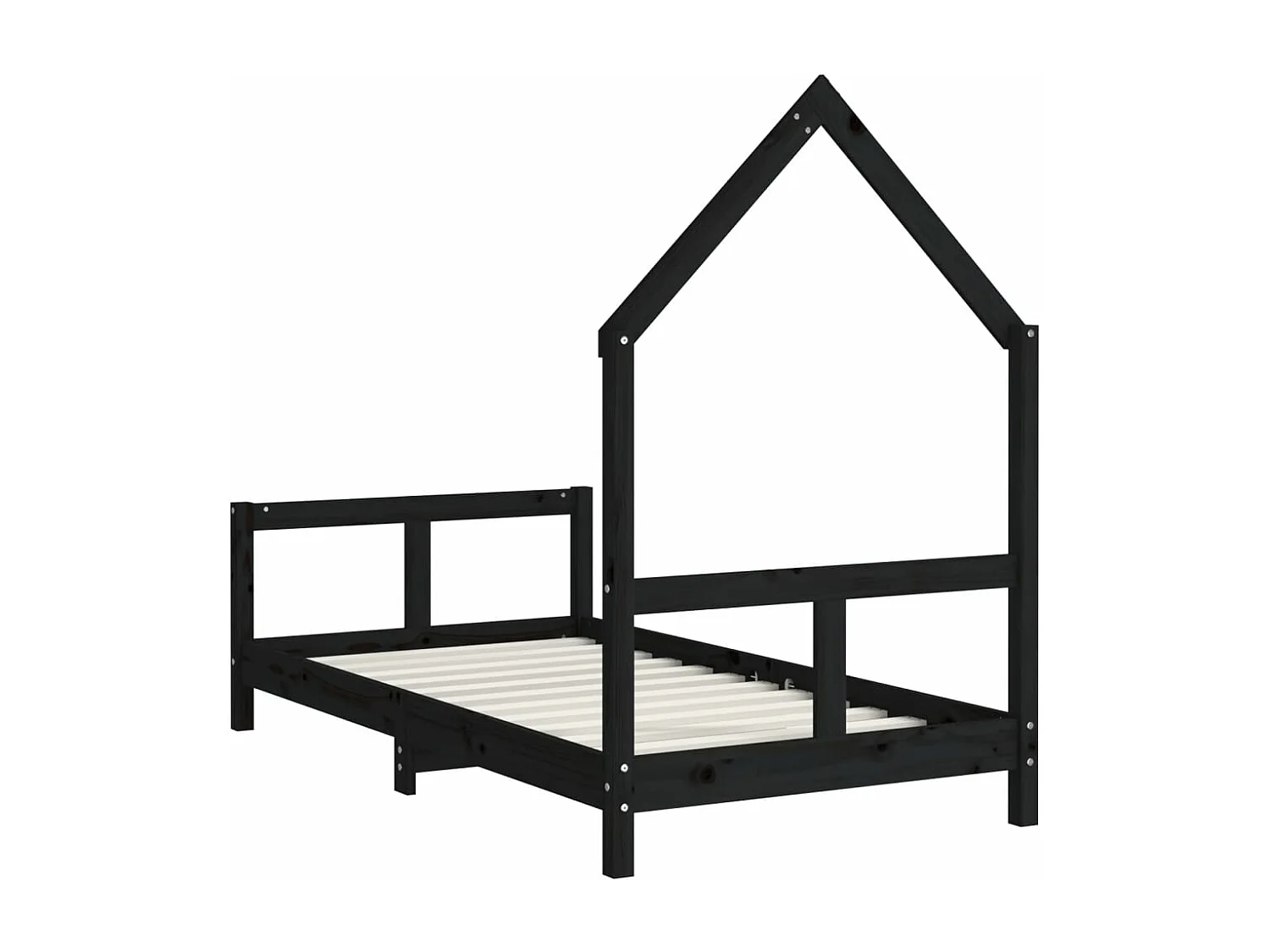 Cadre de lit pour enfant noir 80x160 cm bois de pin massif