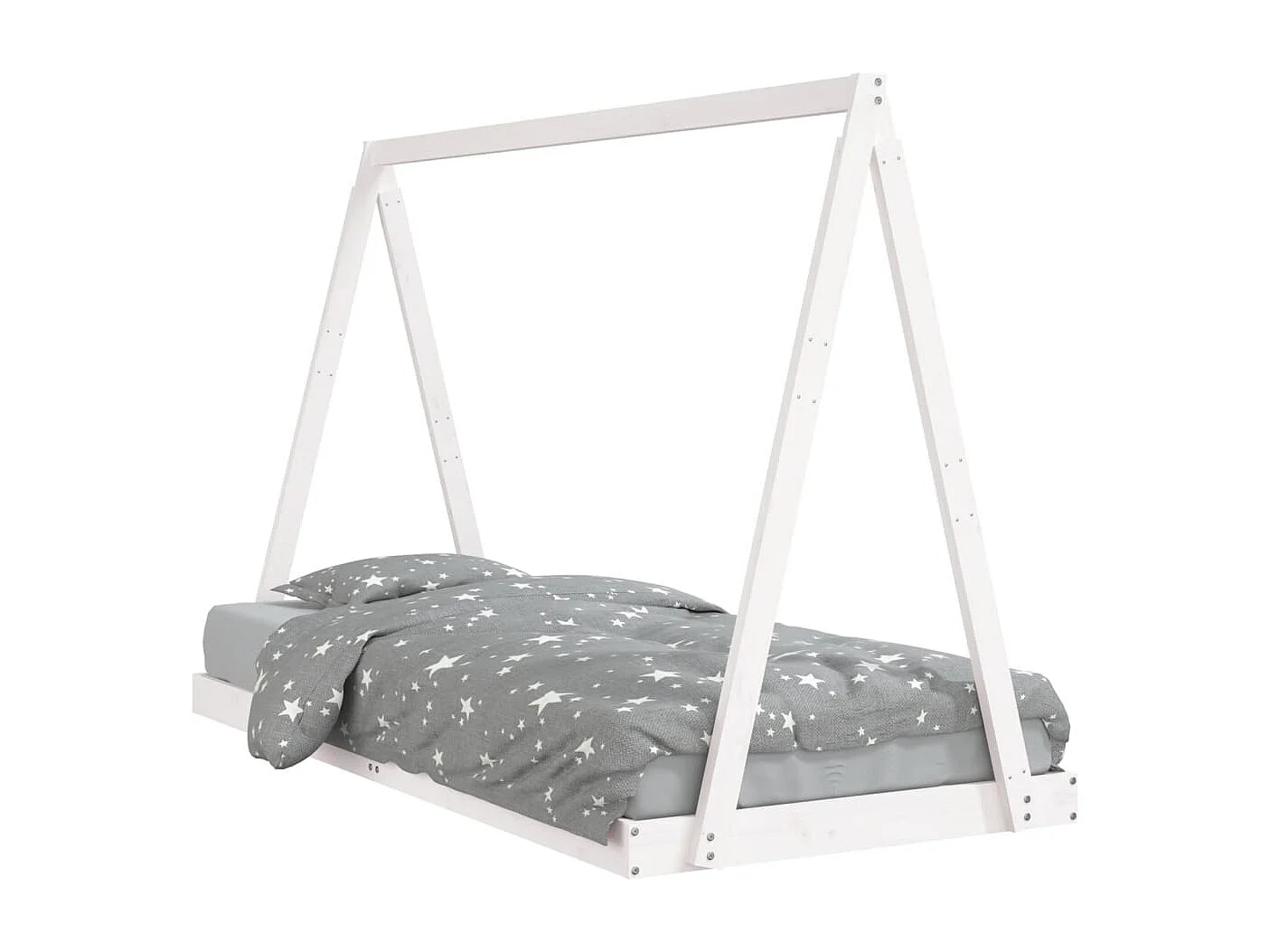 Cadre de lit pour enfants blanc 90x200 cm bois de pin massif