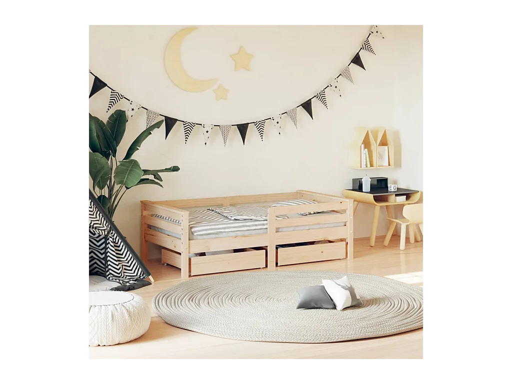 Kinderbedframe met lades 70x140 cm massief grenenhout