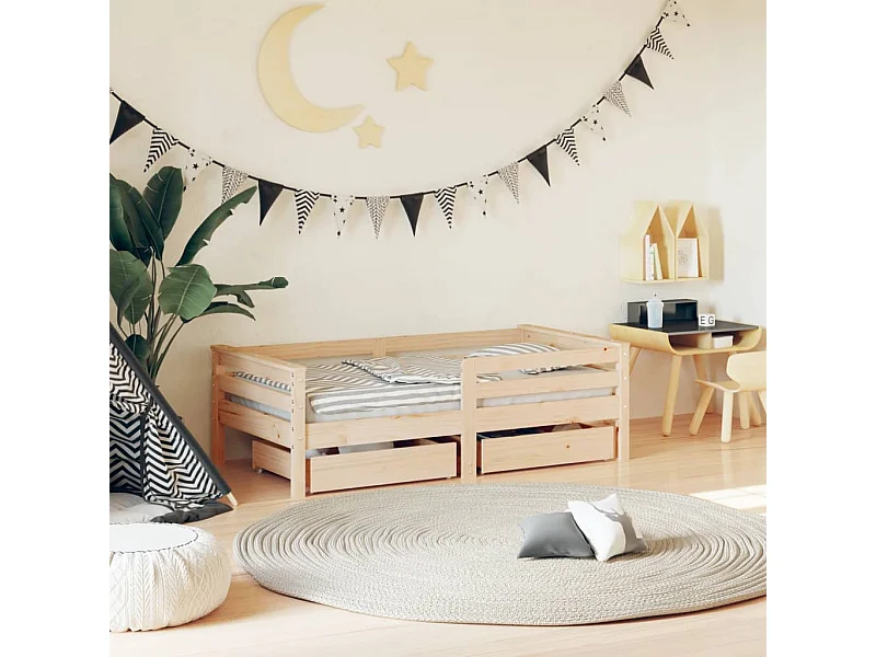 Struttura letto per bambini con cassetti 70x140 cm in legno di pino massiccio