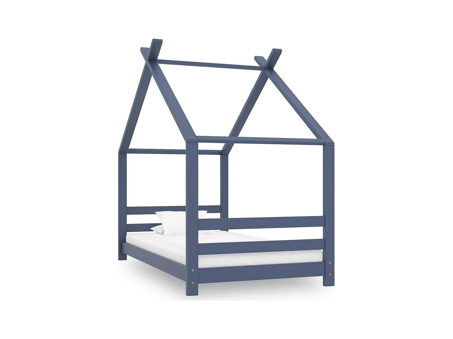 Cadre de lit d'enfant Gris Bois de pin massif 80x160 cm