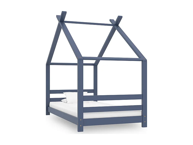 Cadre de lit d'enfant Gris Bois de pin massif 80x160 cm