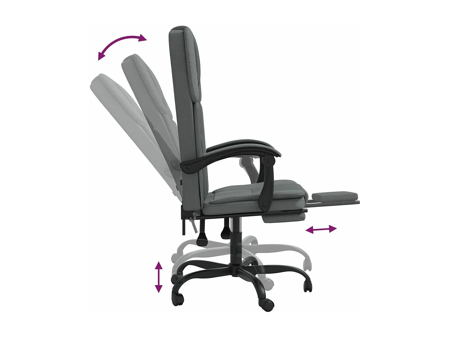 Sedia reclinabile da ufficio in tessuto grigio scuro