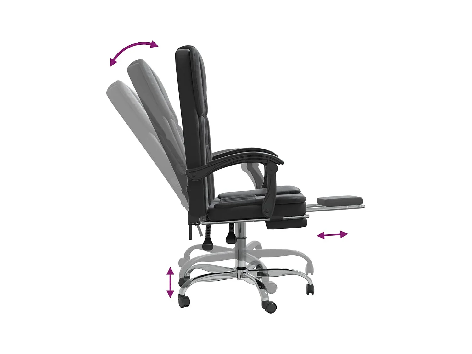 Fauteuil inclinable de bureau Noir Similicuir