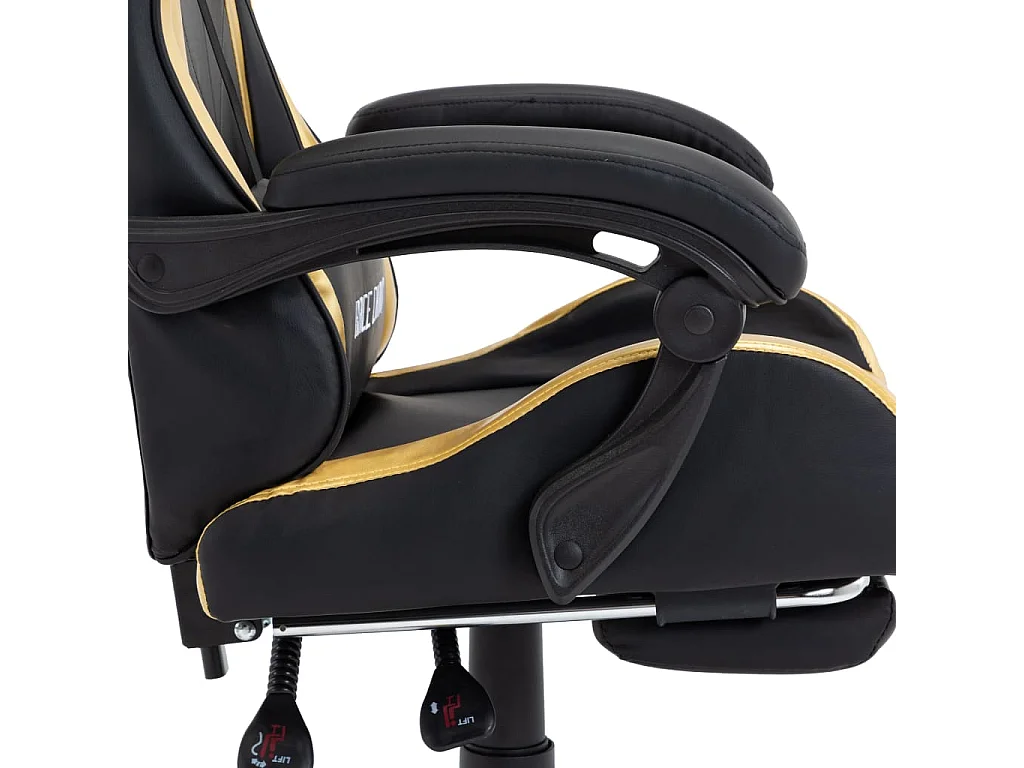 Fauteuil de jeux vidéo avec repose-pied Doré et noir Similicuir