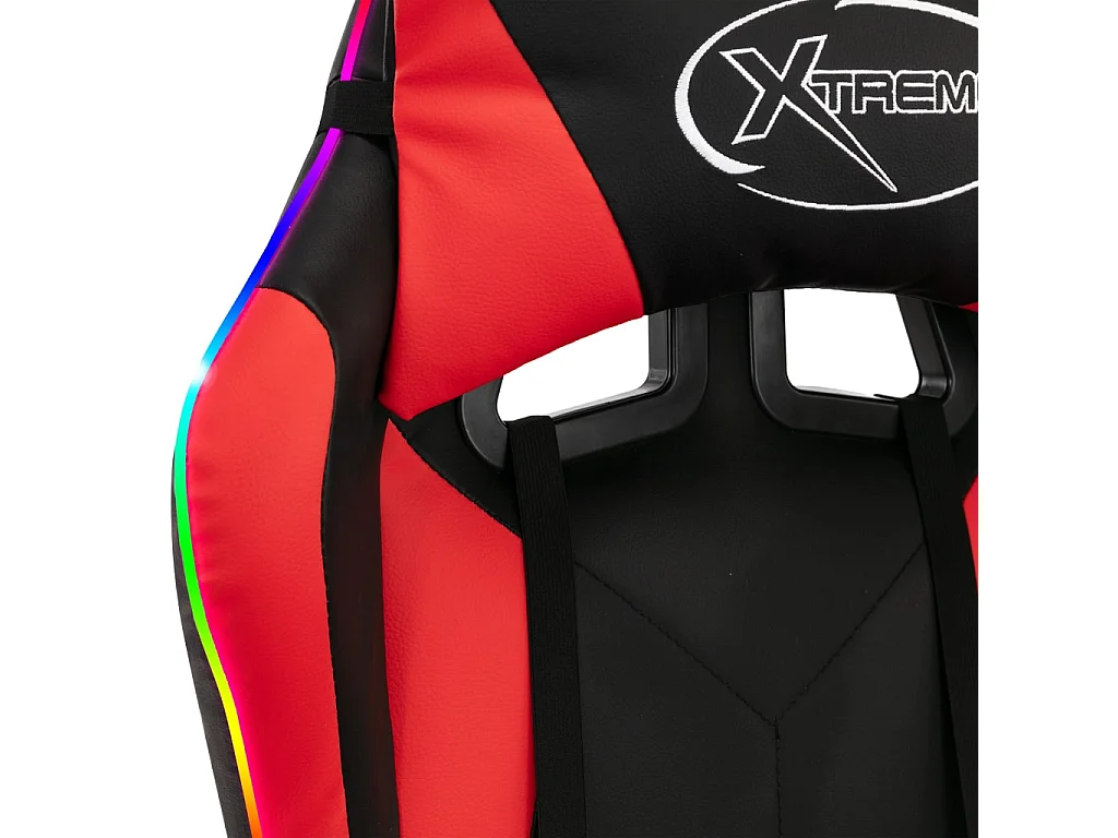 Cadeira de videogame com LED RGB Couro sintético vermelho e preto