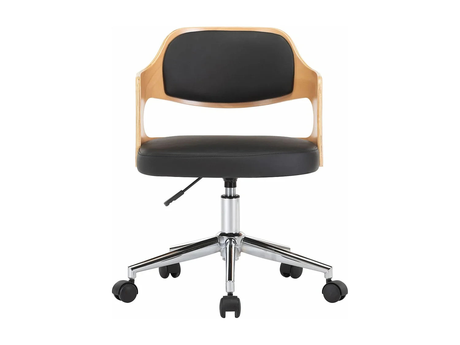 Silla de oficina giratoria Negro Madera curvada y piel sintética