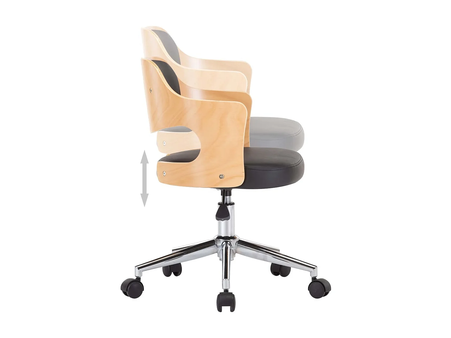 Silla de oficina giratoria Negro Madera curvada y piel sintética