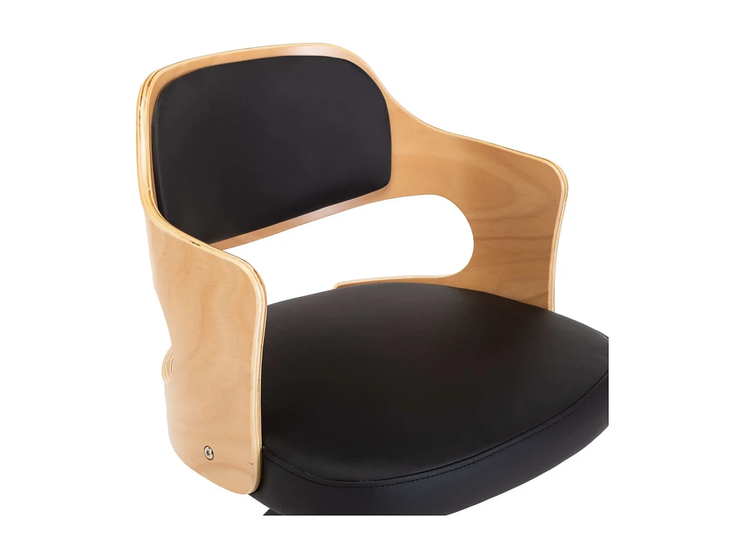 Silla de oficina giratoria Negro Madera curvada y piel sintética