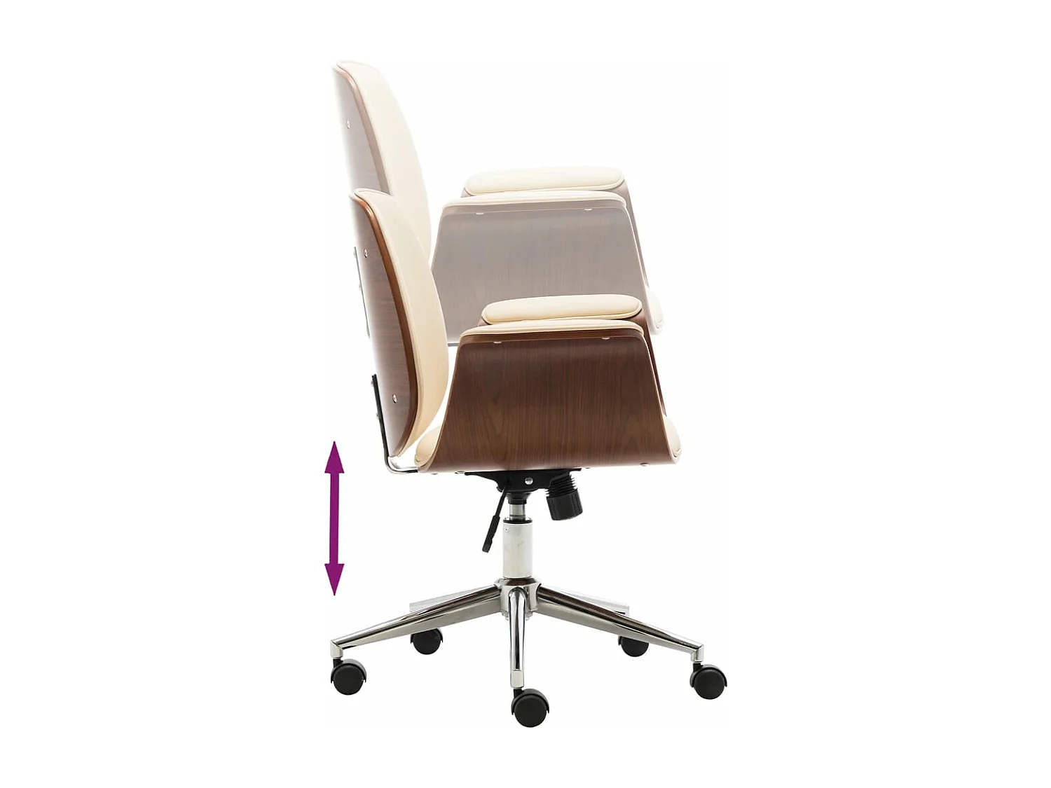 Cadeira de escritório Creme Madeira curvada e couro sintético