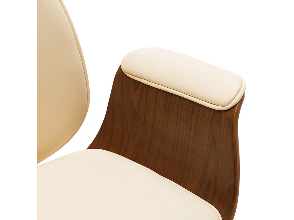 Cadeira de escritório Creme Madeira curvada e couro sintético
