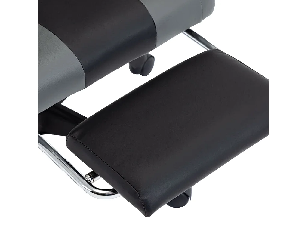 Fauteuil de jeux vidéo avec repose-pied Gris et noir Similicuir