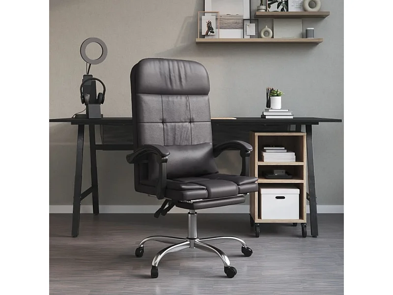 Fauteuil de massage inclinable de bureau Gris Similicuir