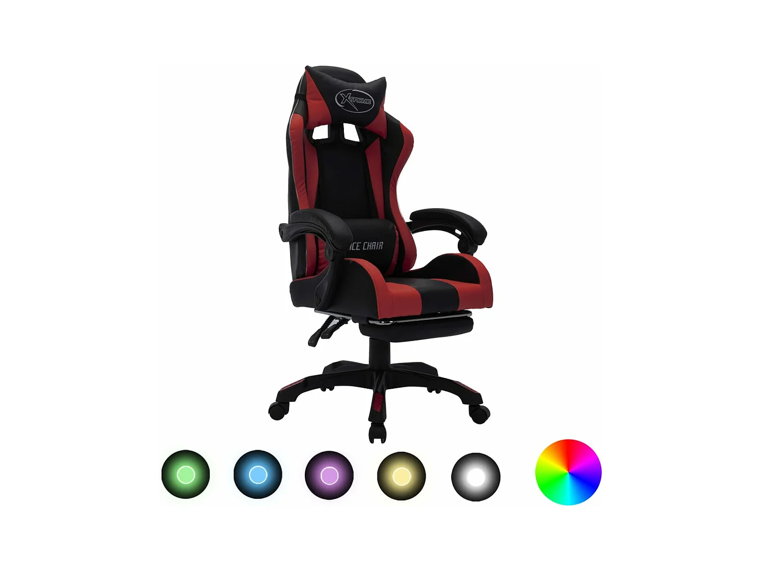 Fauteuil de jeux vidéo avec LED RVB Bordeaux et noir Similicuir