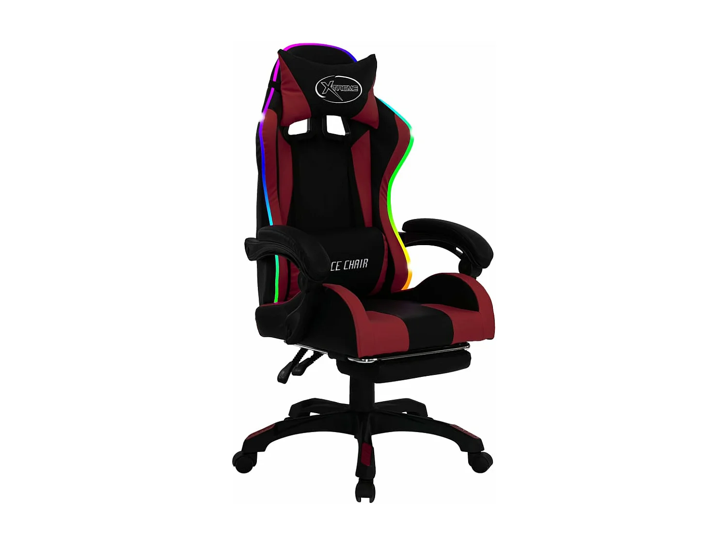 Fauteuil de jeux vidéo avec LED RVB Bordeaux et noir Similicuir