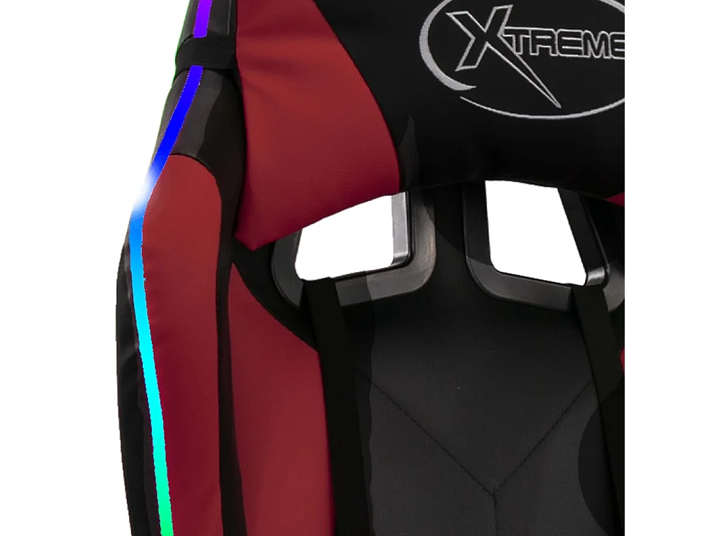 Fauteuil de jeux vidéo avec LED RVB Bordeaux et noir Similicuir