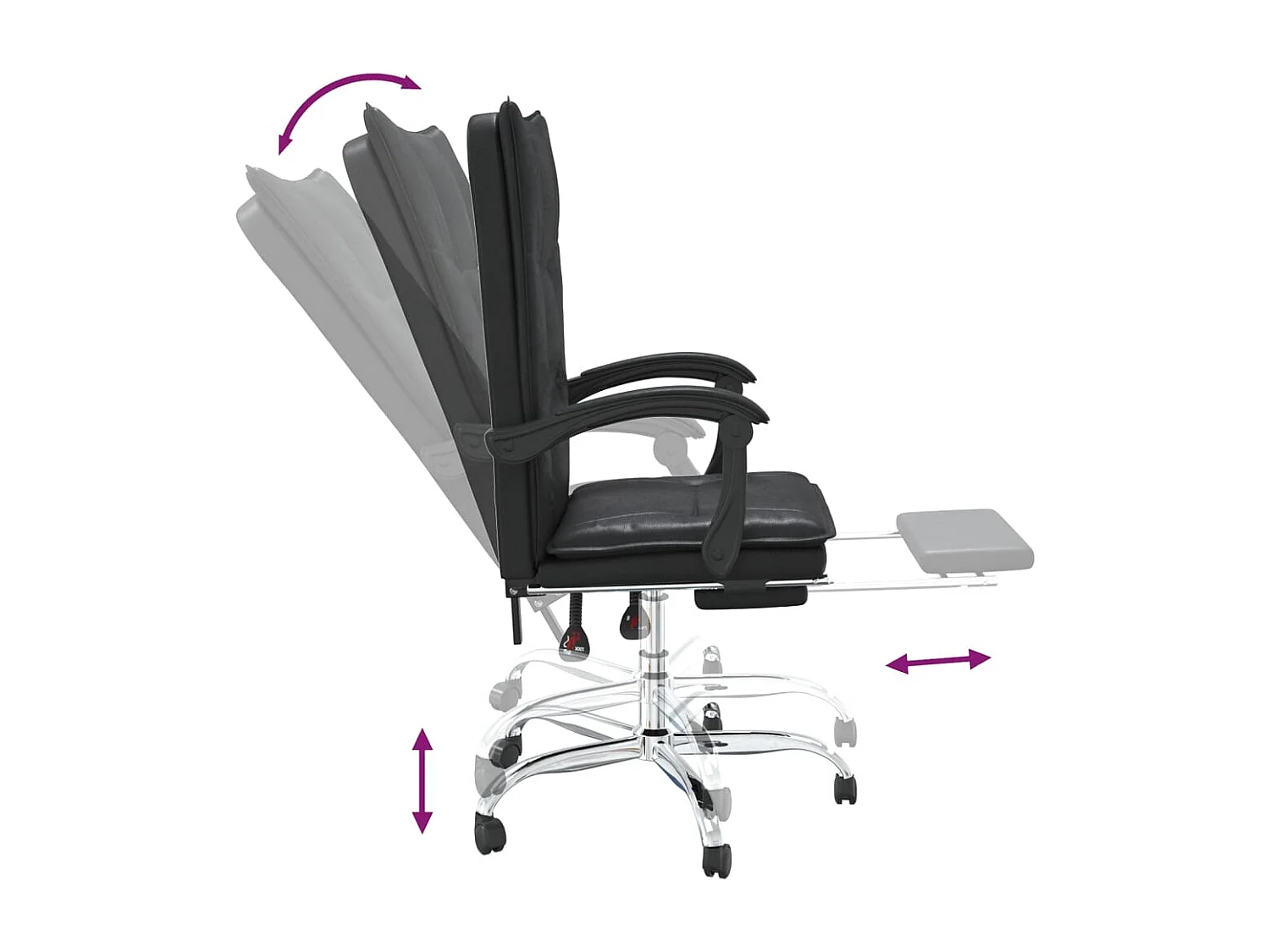 Sedia reclinabile da ufficio in ecopelle nera