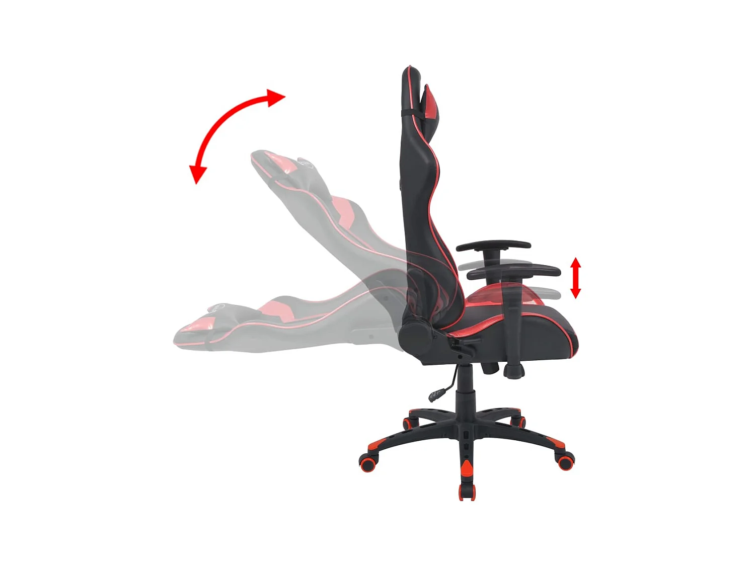 Chaise de bureau inclinable Cuir artificiel Rouge