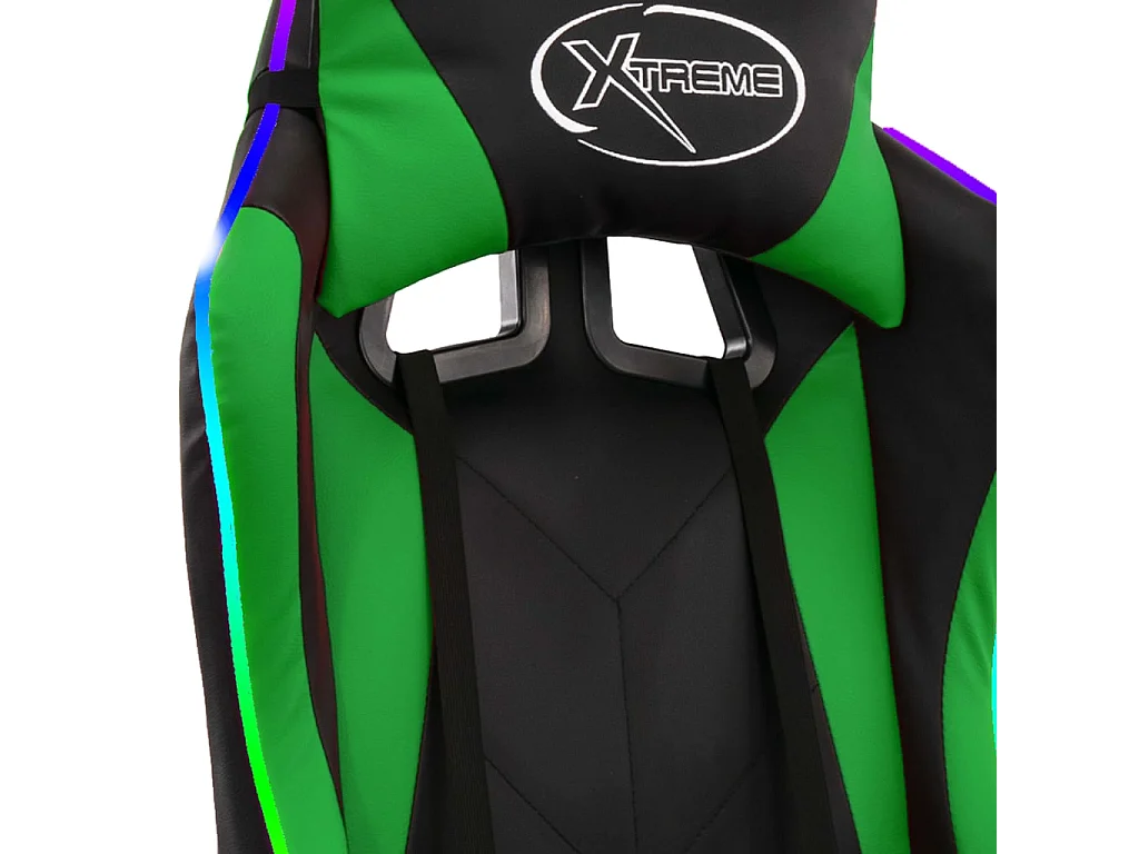 Fauteuil de jeux vidéo avec LED RVB Vert et noir Similicuir