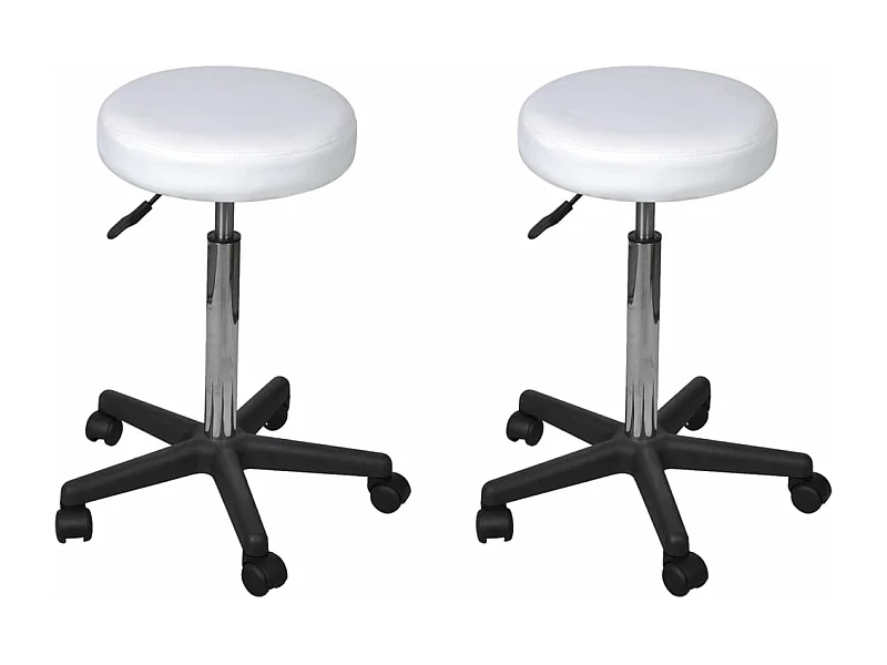 Tabourets de bureau lot de 2 Blanc 35,5x84 cm Similicuir