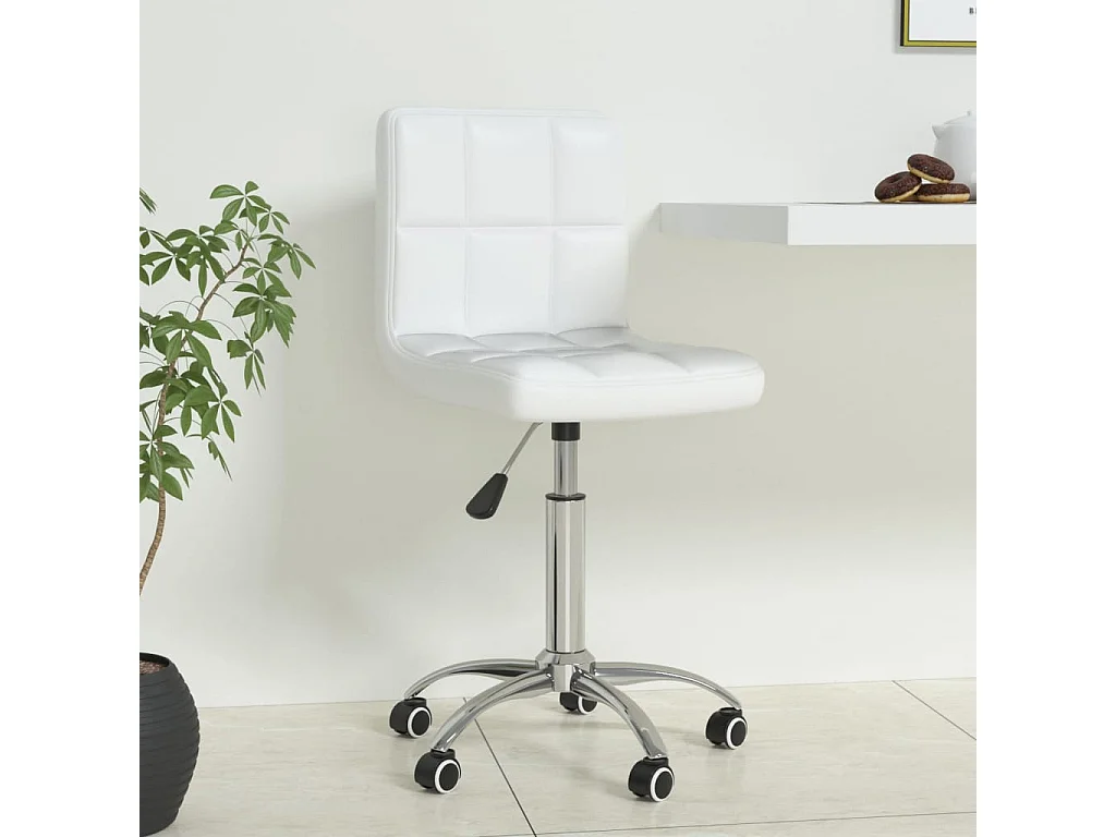 Chaise de bureau pivotante Blanc Similicuir