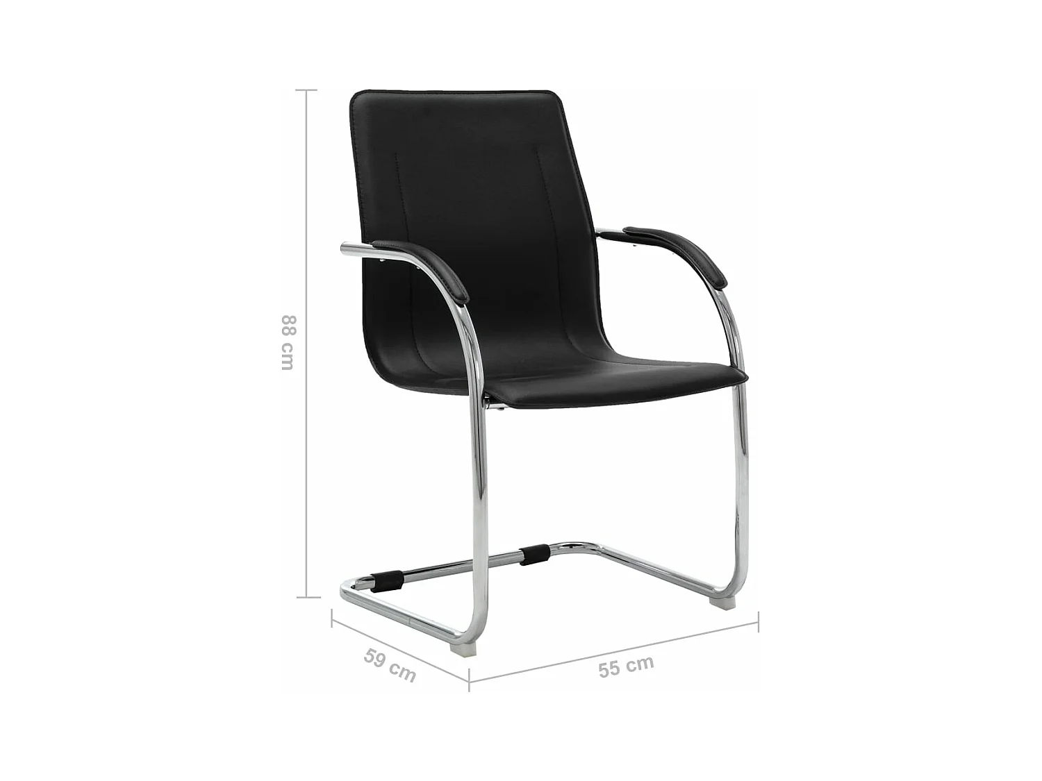 Chaise de bureau cantilever Noir Similicuir