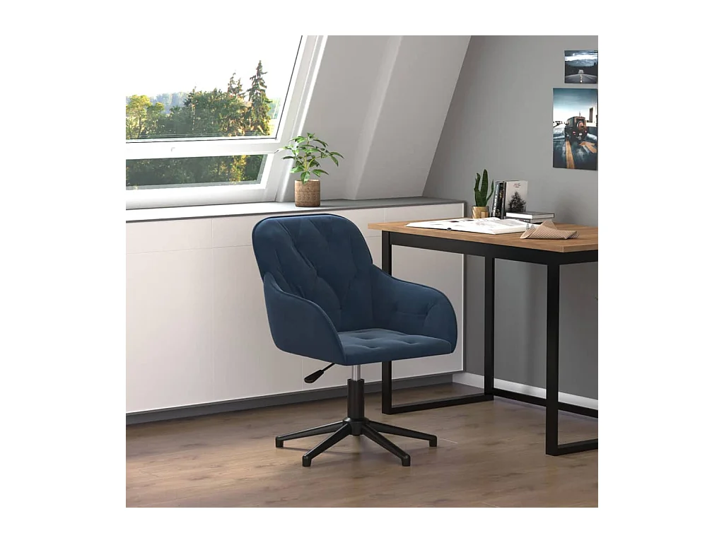 Chaise pivotante de bureau Bleu Velours