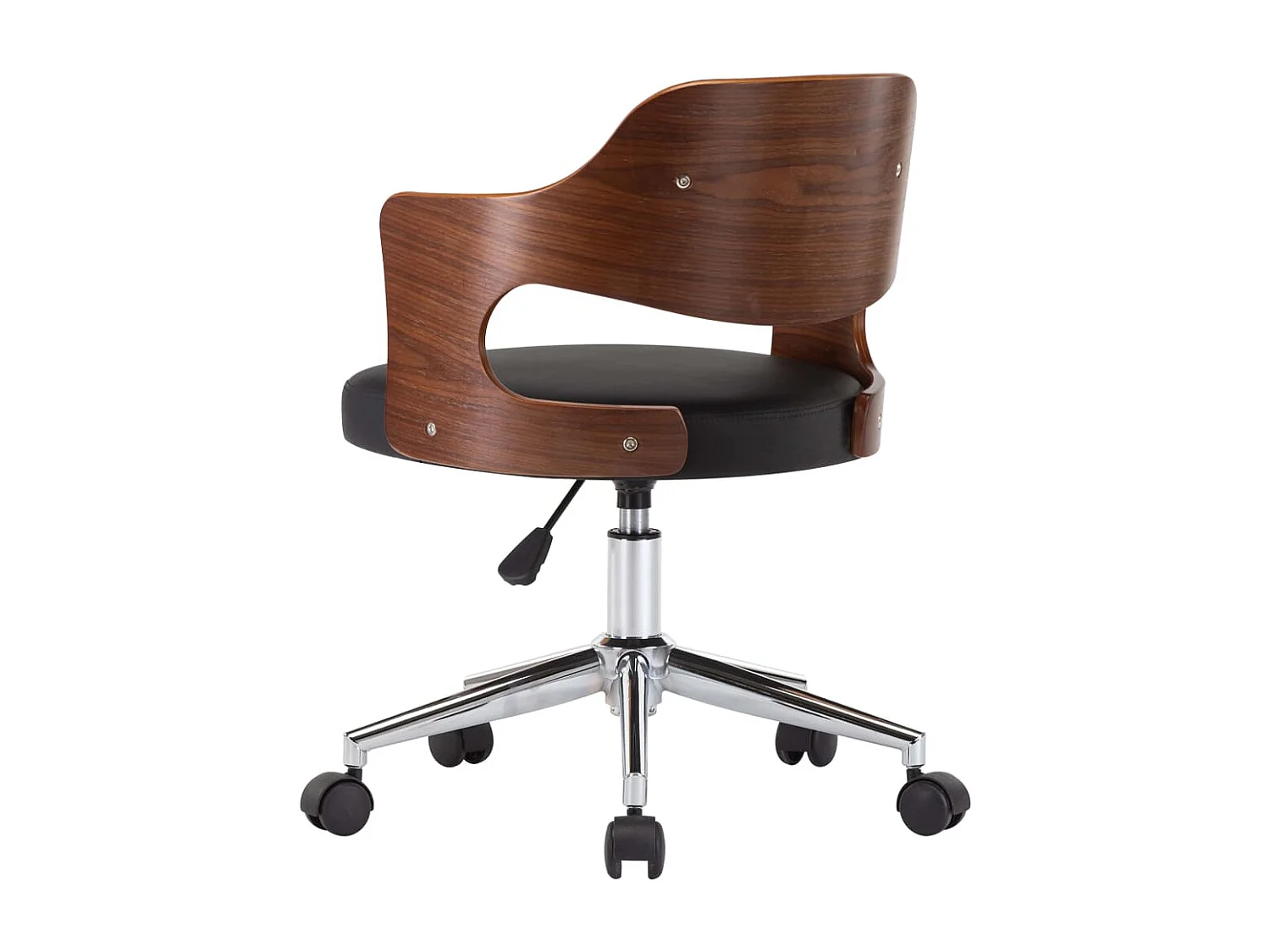 Sedia da ufficio girevole Nera Legno curvato ed ecopelle