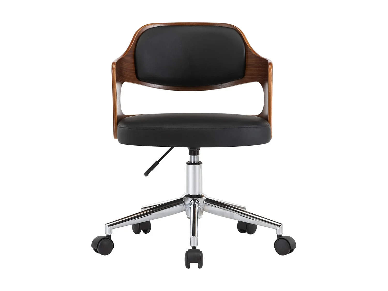 Chaise pivotante de bureau Noir Bois courbé et similicuir