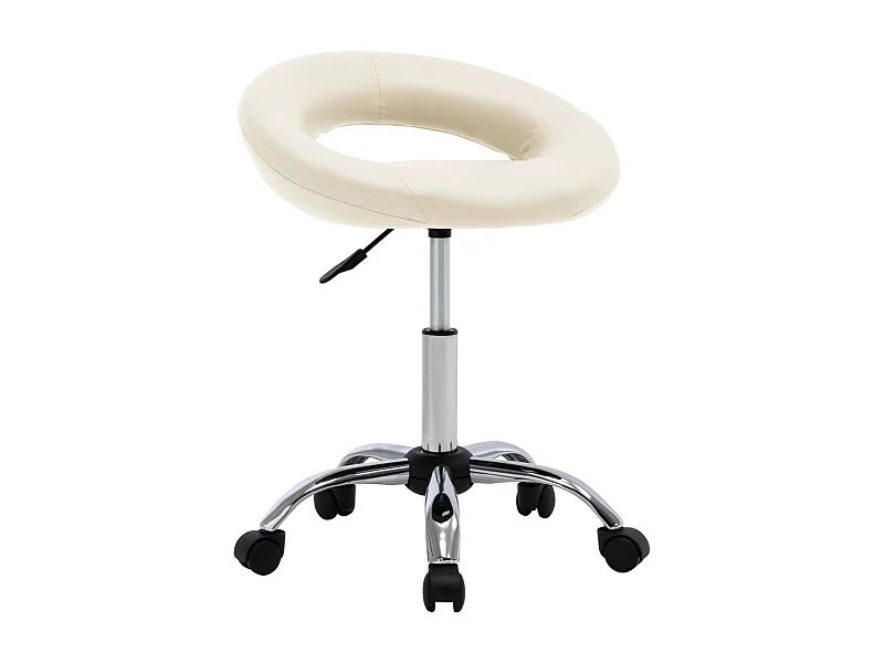 Silla operativa con ruedas de piel sintética color crema