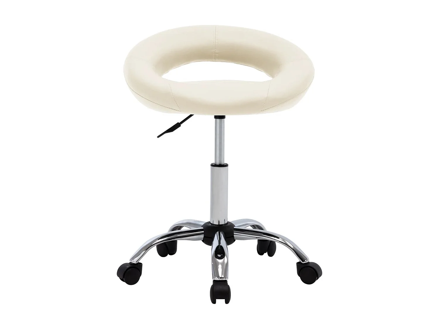 Silla operativa con ruedas de piel sintética color crema