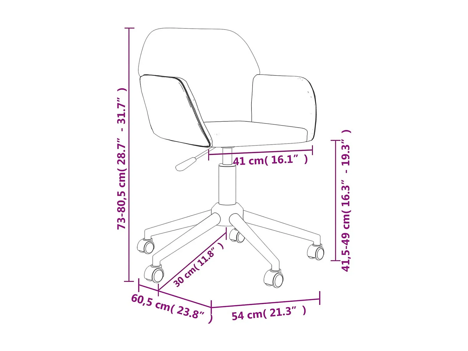 Chaise pivotante de bureau Crème Tissu