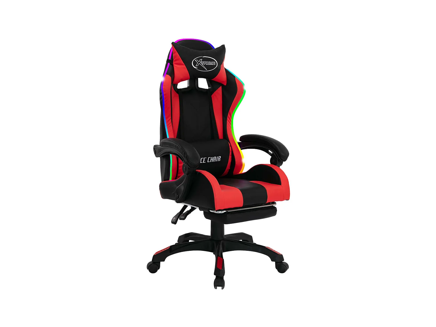 Fauteuil de jeux vidéo avec LED RVB Rouge et noir Similicuir