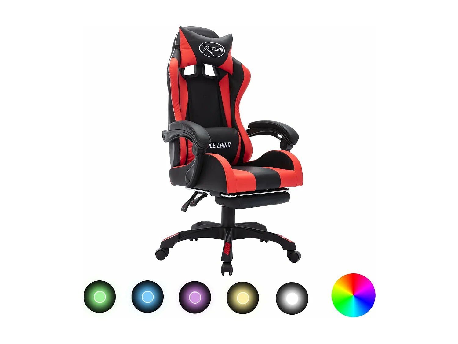 Fauteuil de jeux vidéo avec LED RVB Rouge et noir Similicuir