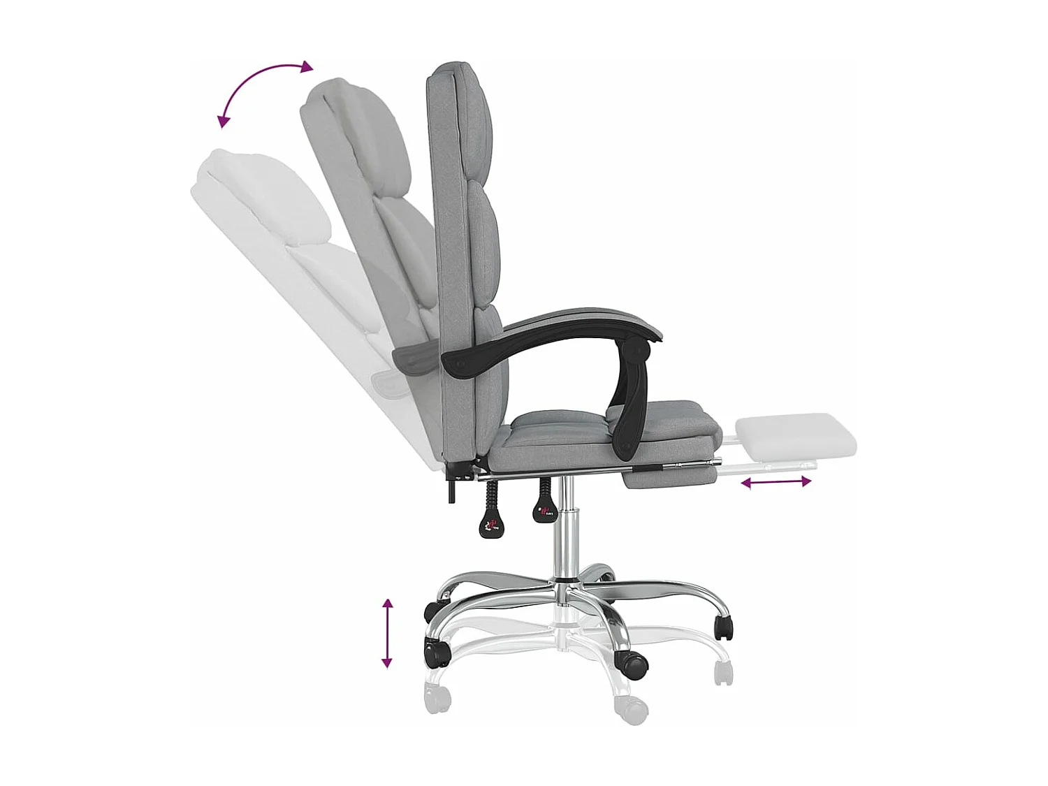 Fauteuil inclinable de bureau Gris clair Tissu