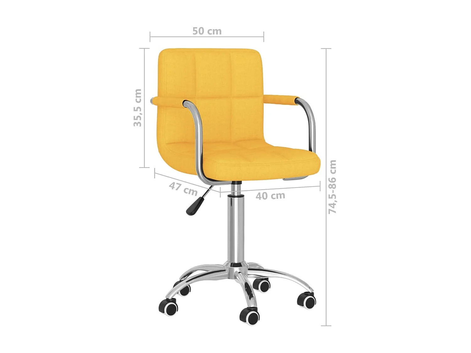 Chaise pivotante de bureau Jaune moutarde Tissu