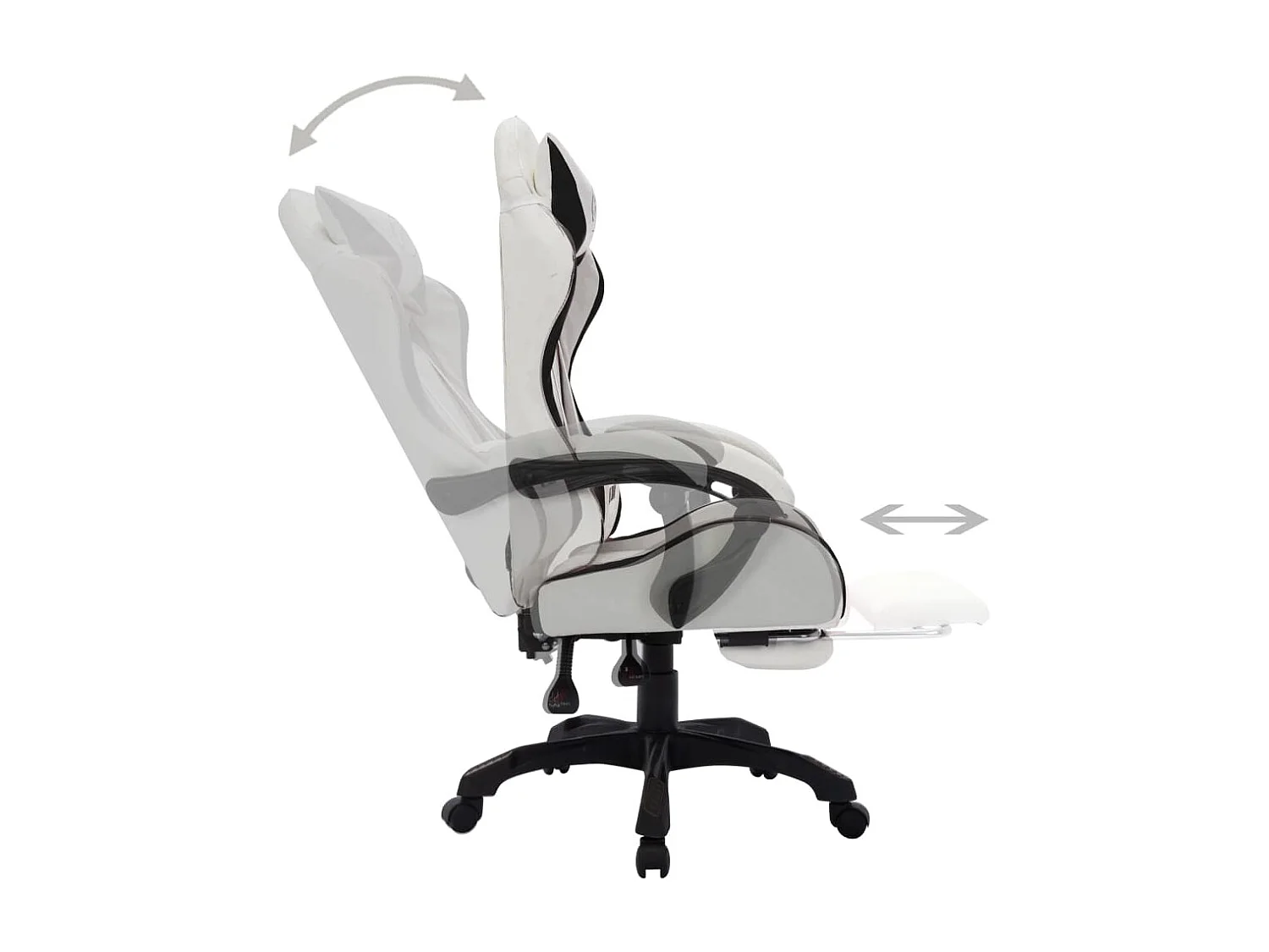 Silla videojuego con LED RGB Blanco y negro Polipiel