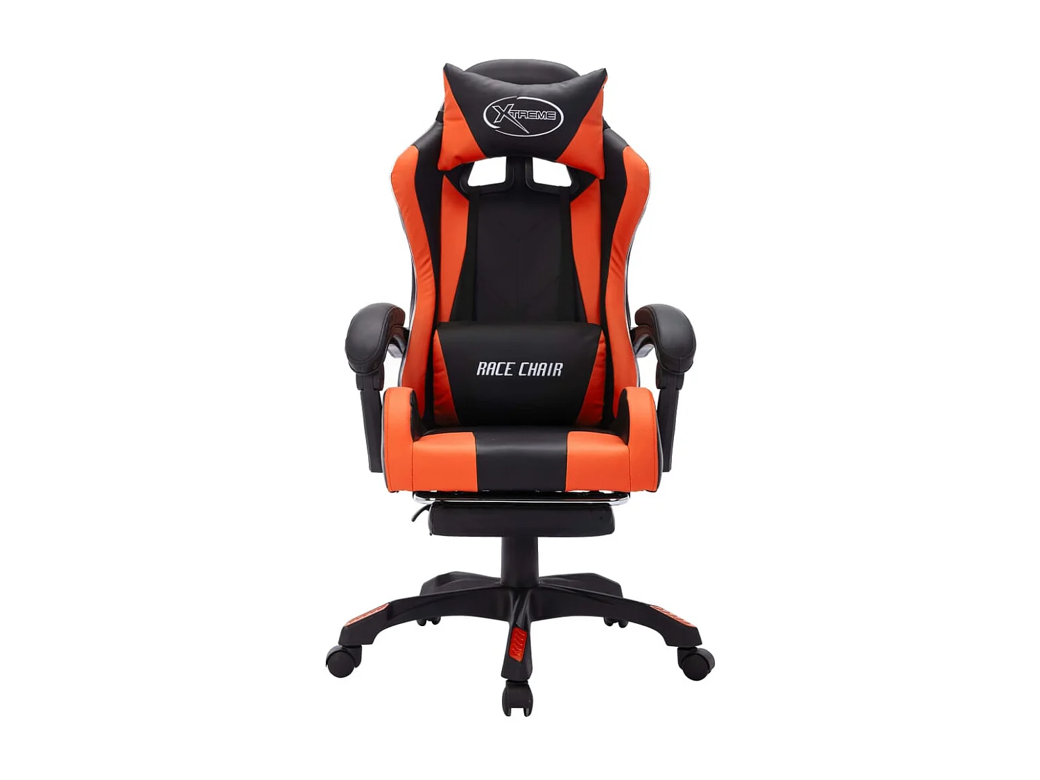 Sedia per videogiochi con LED RGB arancioni e neri in similpelle