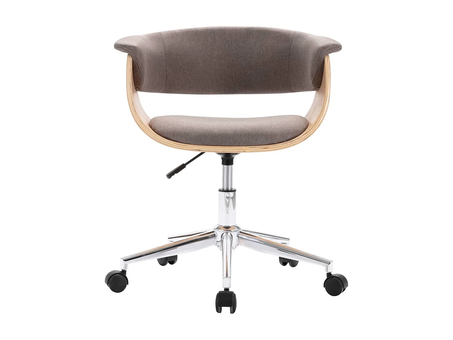 Drehbarer Bürostuhl Taupe. Gebogenes Holz und Stoff