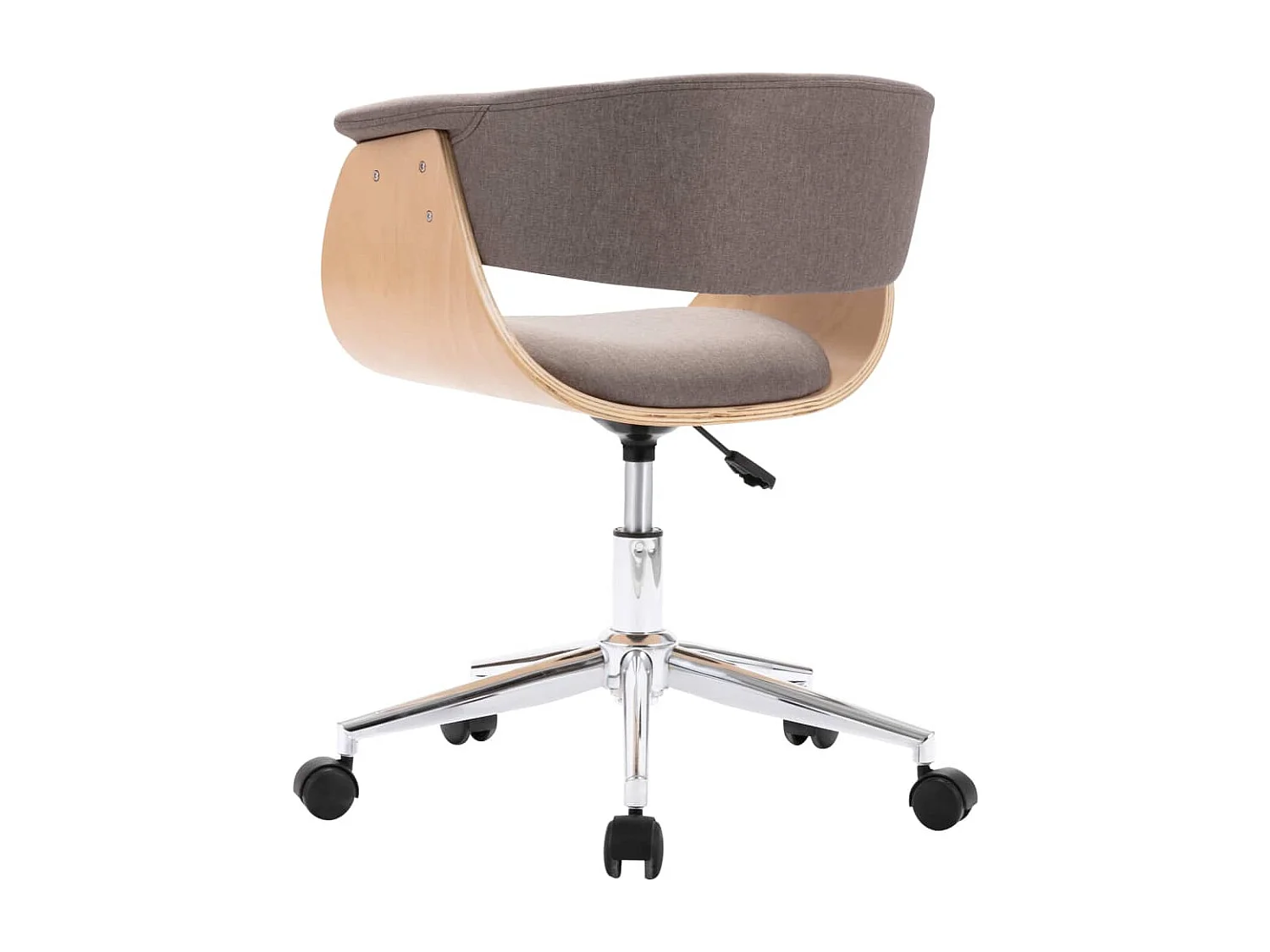 Drehbarer Bürostuhl Taupe. Gebogenes Holz und Stoff