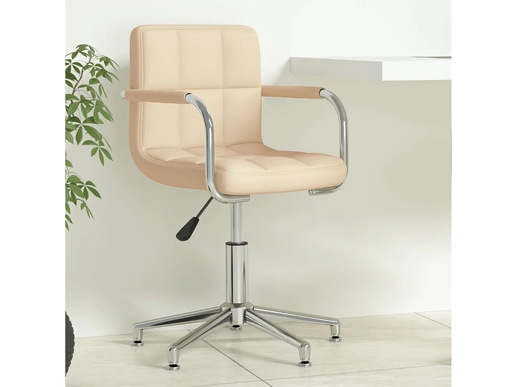 Sedia girevole da ufficio in tessuto color crema