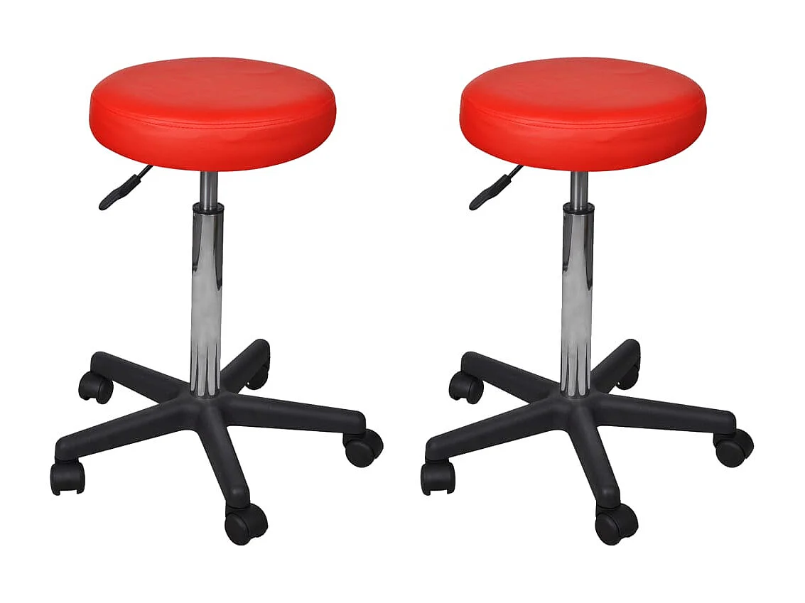 Tabourets de bureau lot de 2 Rouge 35,5x84 cm Similicuir