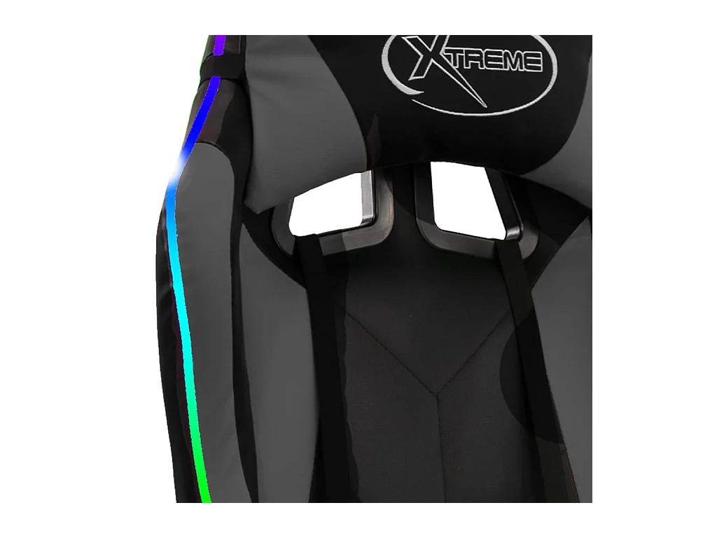 Fauteuil de jeux vidéo avec LED RVB Gris et noir Similicuir