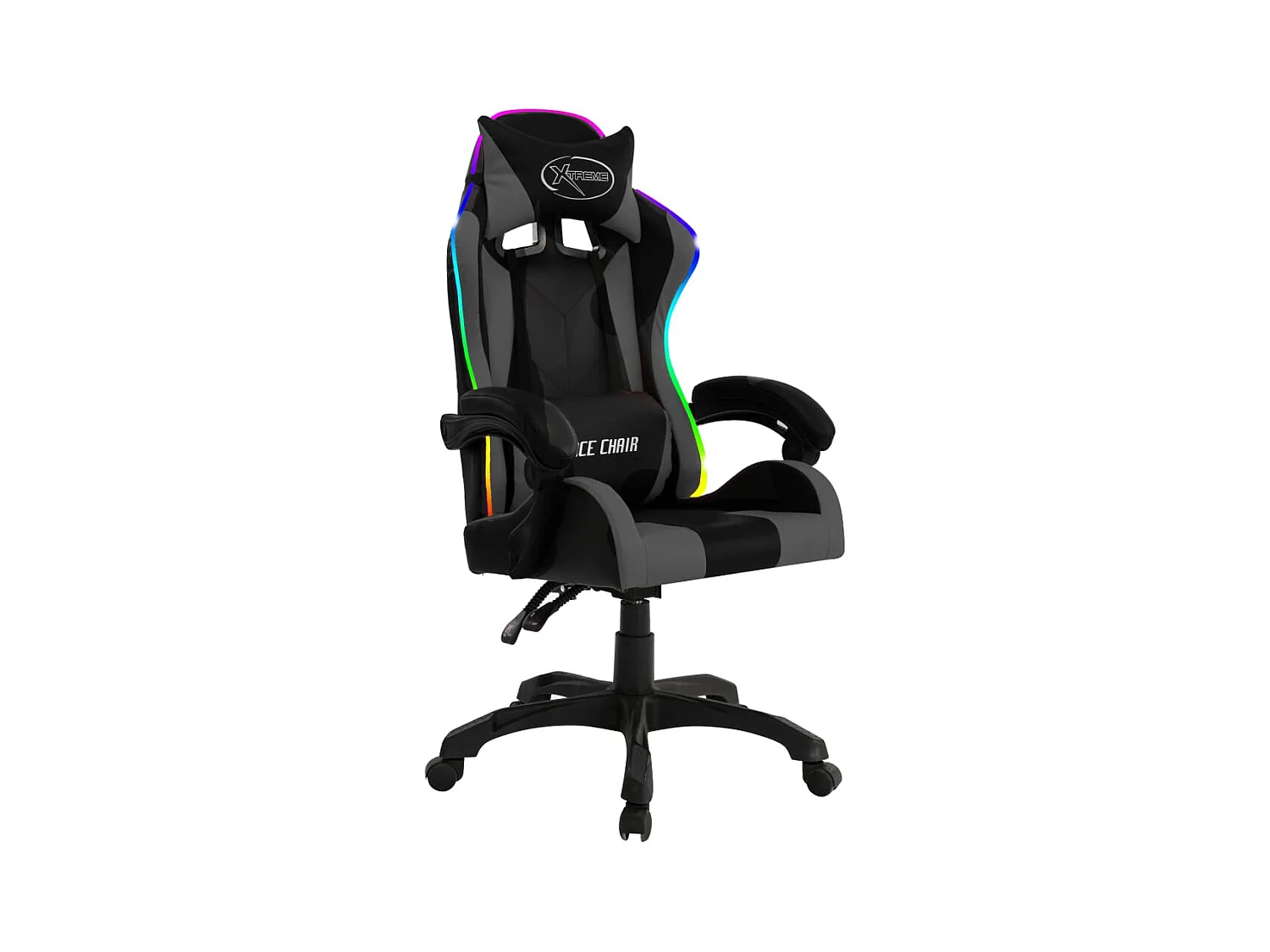 Fauteuil de jeux vidéo avec LED RVB Gris et noir Similicuir