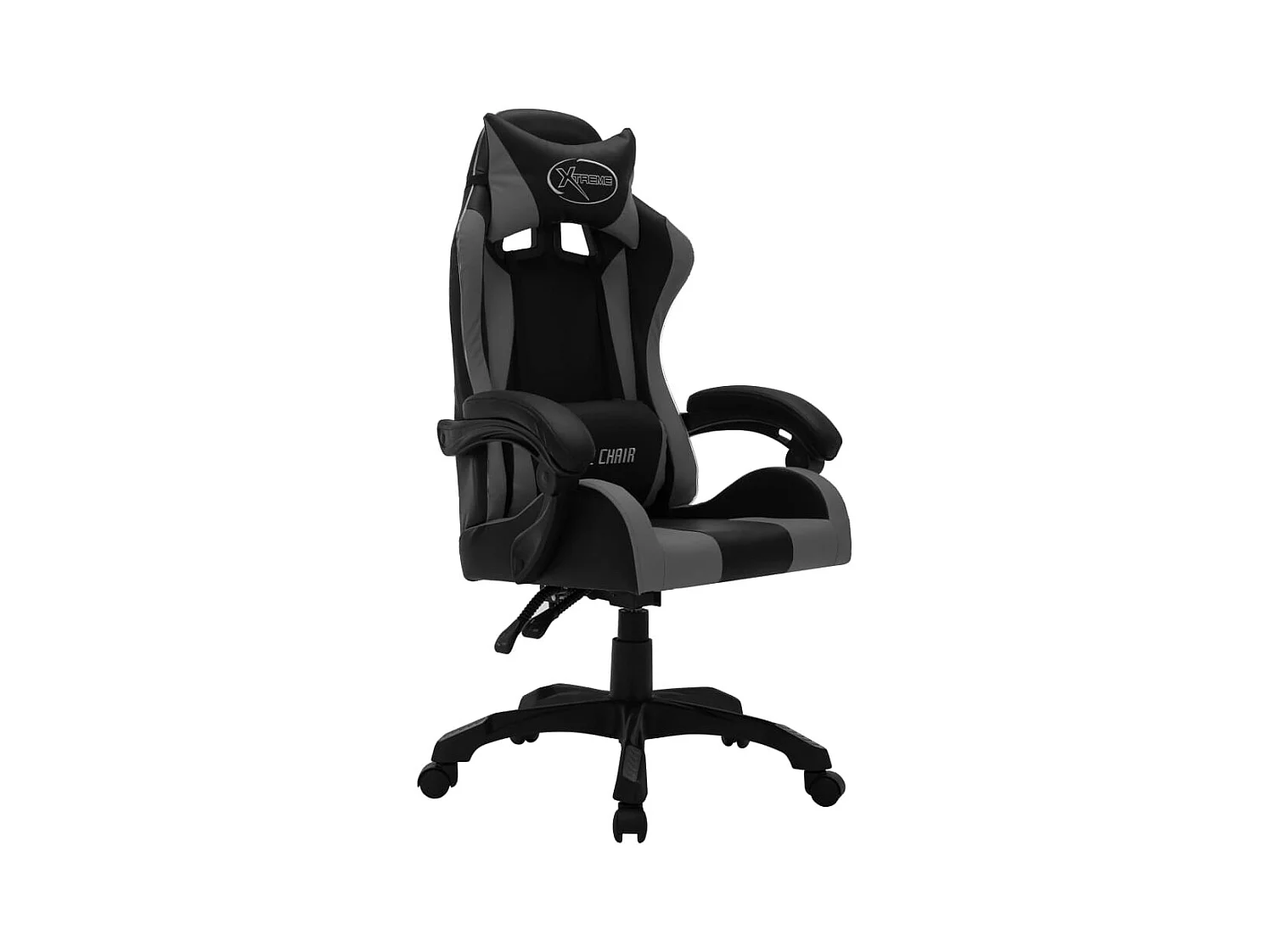 Fauteuil de jeux vidéo avec LED RVB Gris et noir Similicuir