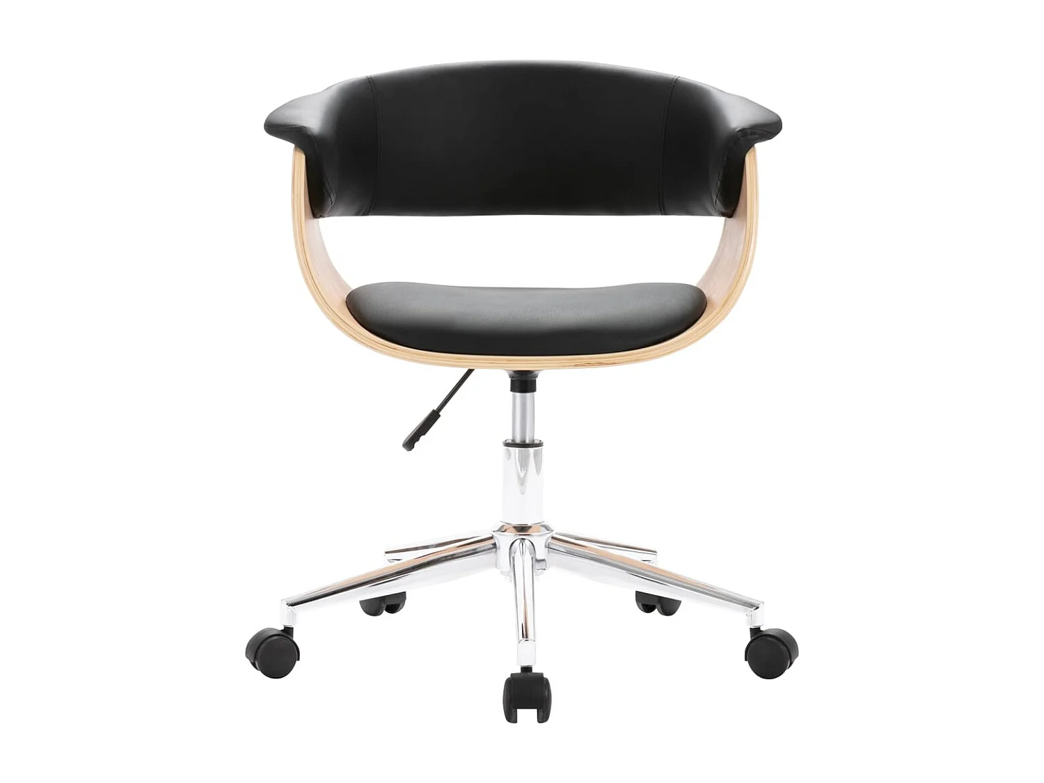 Chaise pivotante de bureau Noir Bois courbé et similicuir