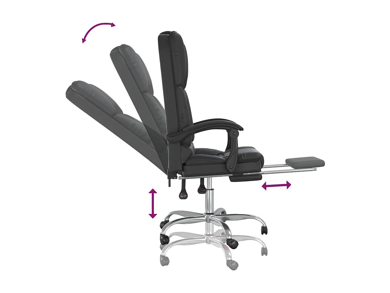 Sillón de masaje reclinable para oficina de piel sintética negra